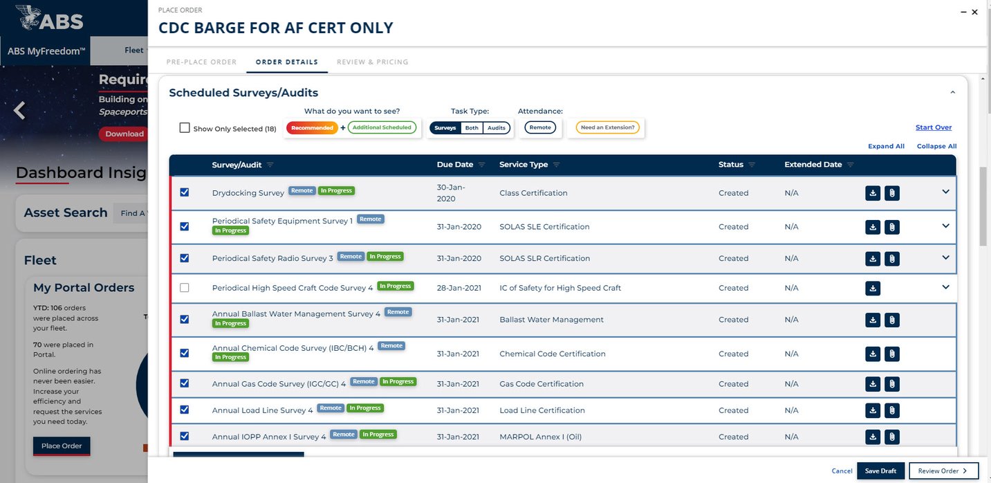 Place Order Screen