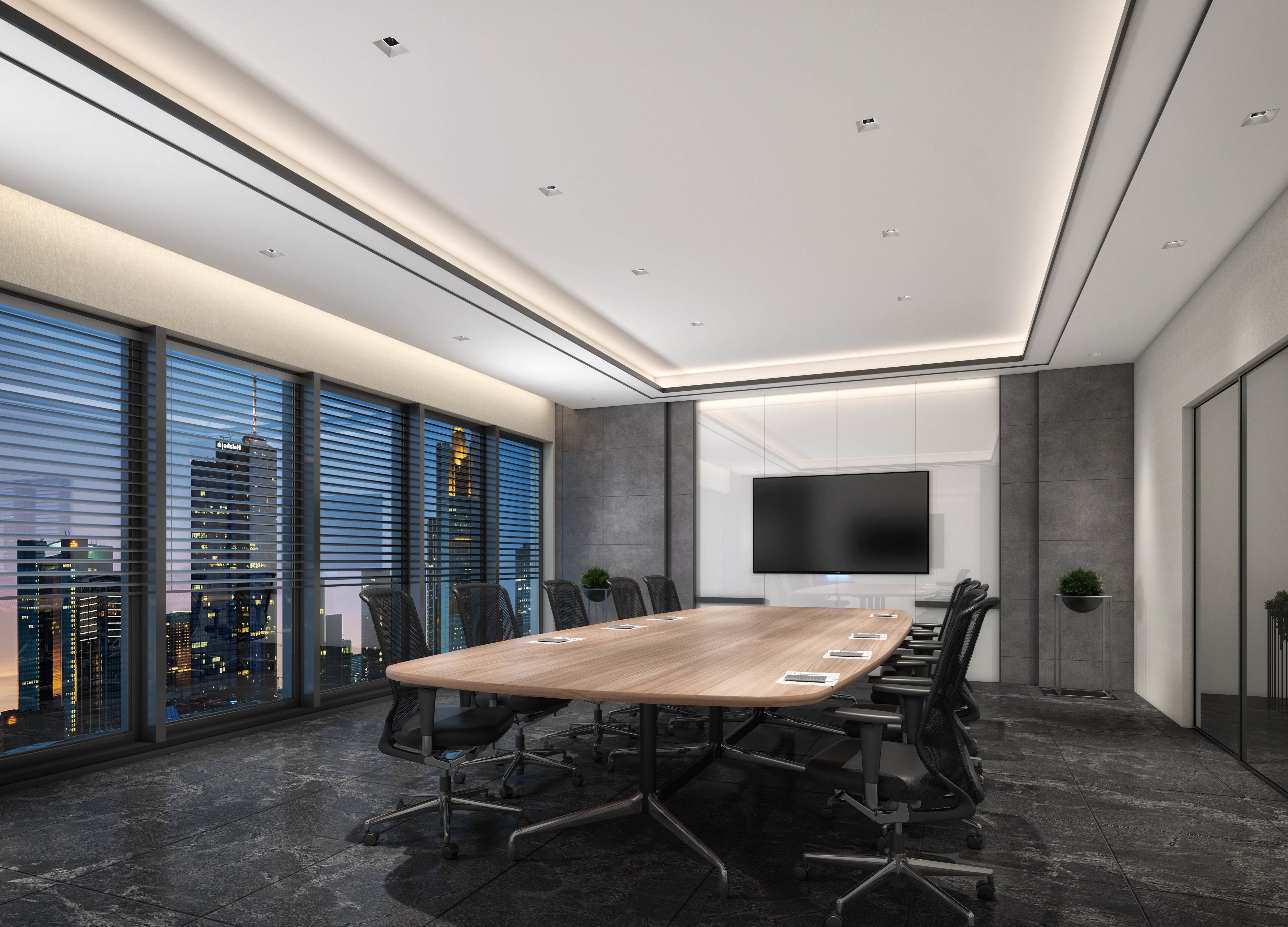 Aculux AX Series 3 inch recessed lights used to illuminate office conference room.