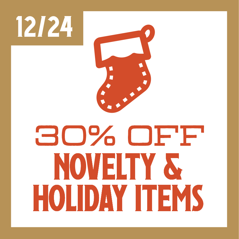 30% off novelty and holiday items on December 24