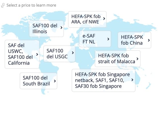 Global SAF prices map
