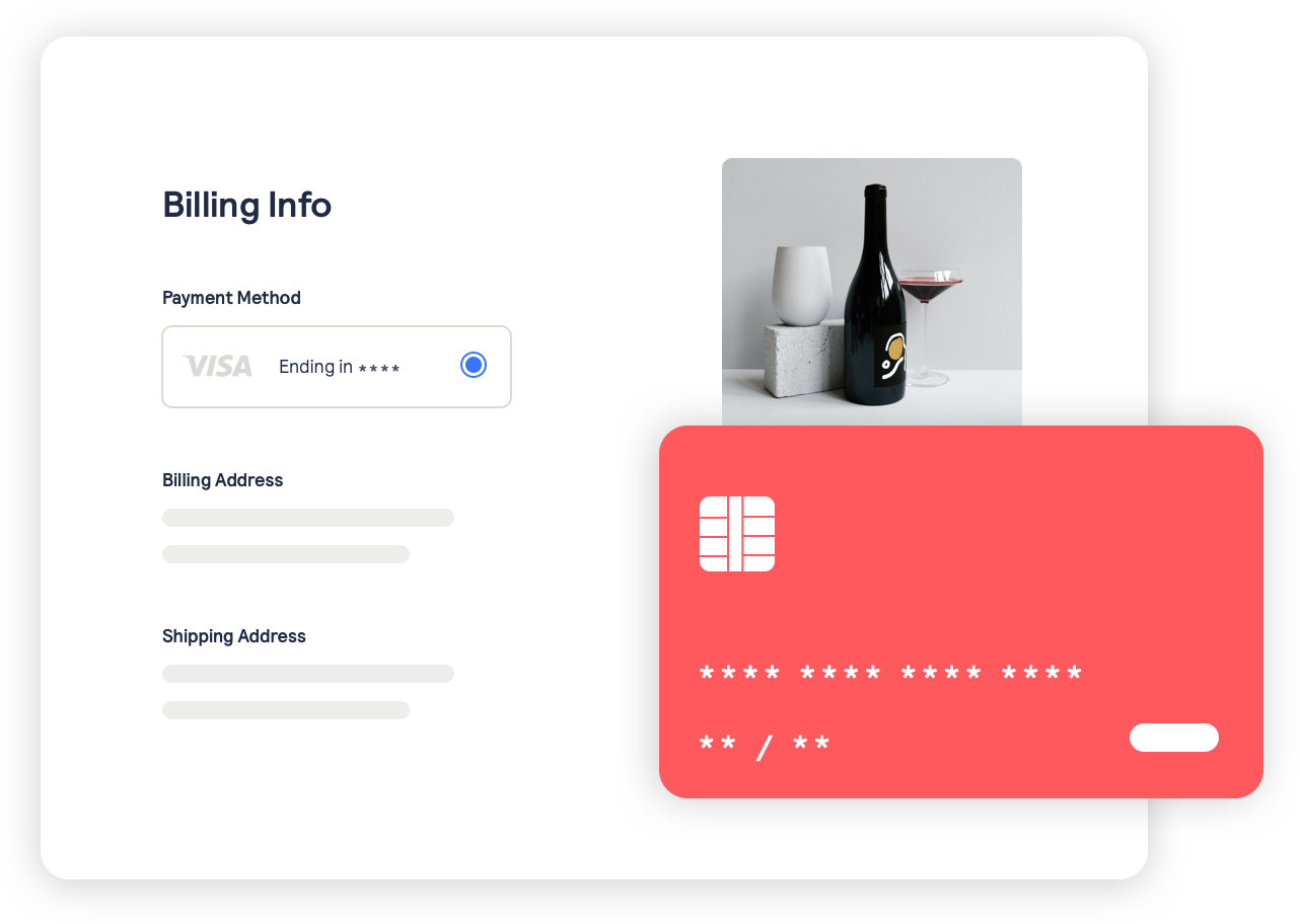 gif of checkout screen cycling through different cards