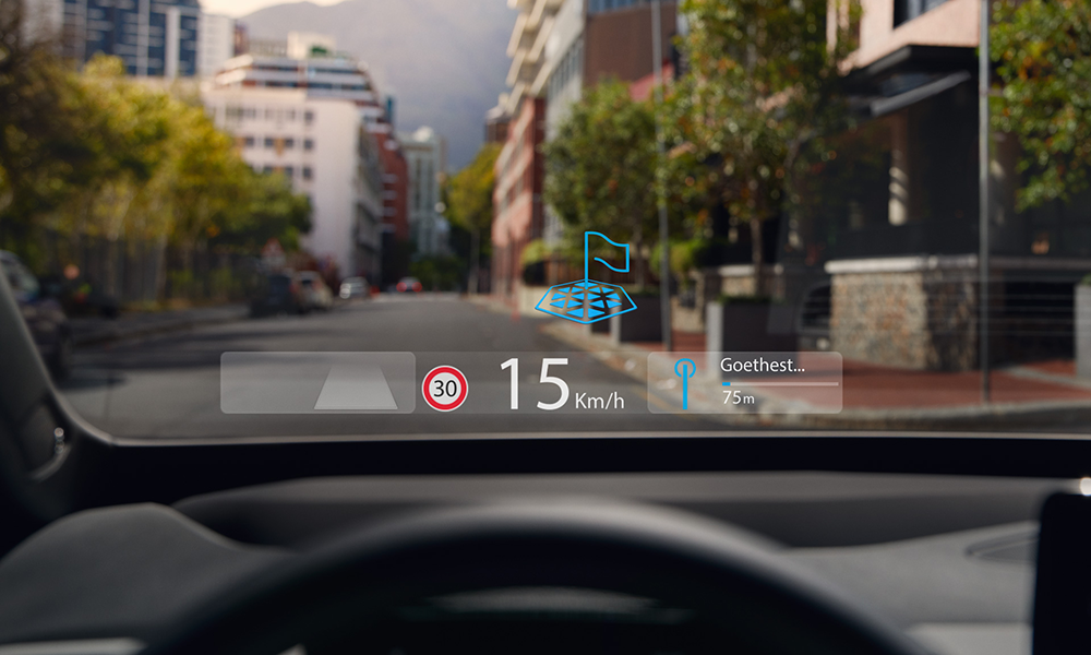 Majorca: Details of App and icons on the the Apple CarPlay main screen in modern car dashboard during driving Mapos, music and Podcasts