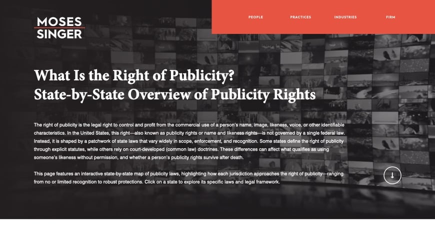 Right of Publicity Interactive Map right of publicity laws