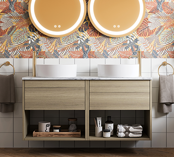 Bold and beautiful, Camberwell modern furniture units are available in 3 sizes to complement any small bathroom design with ease. 