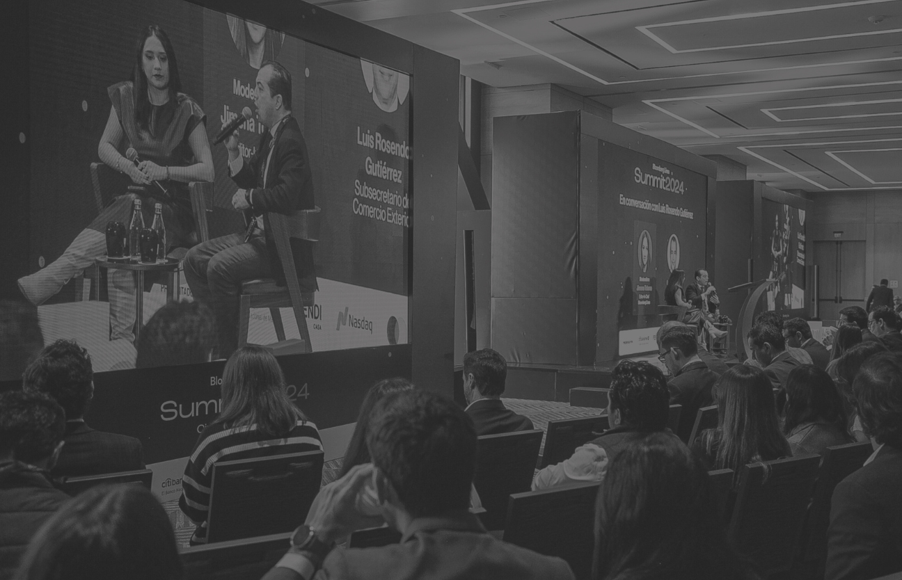 Stage: Startup CEO and Hardware Engineer Present New Product. Speakers Lead Lecture on Business, Science, Technology, Entrepreneurship, Health, Ecology, Development, Leadership and all Things Digital