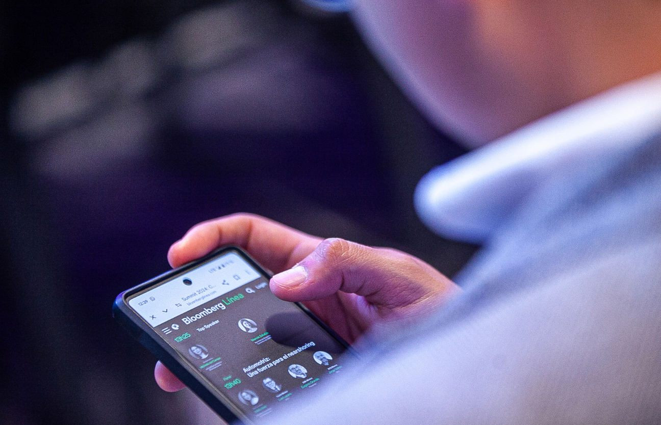 Stage: Startup CEO and Hardware Engineer Present New Product. Speakers Lead Lecture on Business, Science, Technology, Entrepreneurship, Health, Ecology, Development, Leadership and all Things Digital