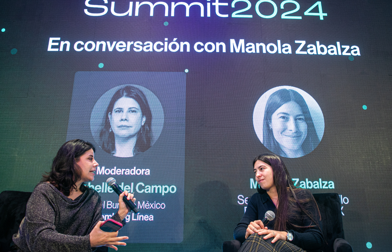 Stage: Startup CEO and Hardware Engineer Present New Product. Speakers Lead Lecture on Business, Science, Technology, Entrepreneurship, Health, Ecology, Development, Leadership and all Things Digital