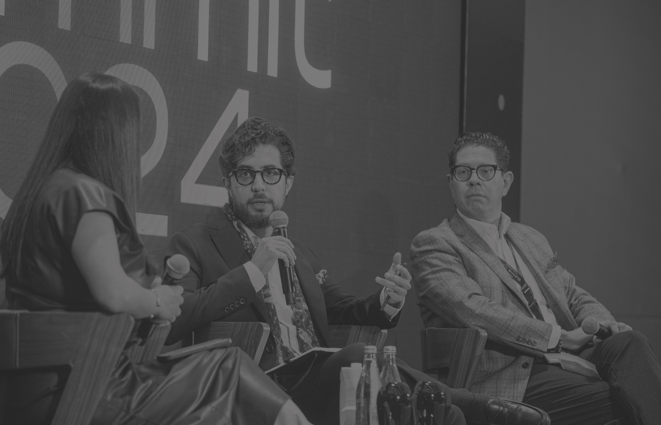 Stage: Startup CEO and Hardware Engineer Present New Product. Speakers Lead Lecture on Business, Science, Technology, Entrepreneurship, Health, Ecology, Development, Leadership and all Things Digital