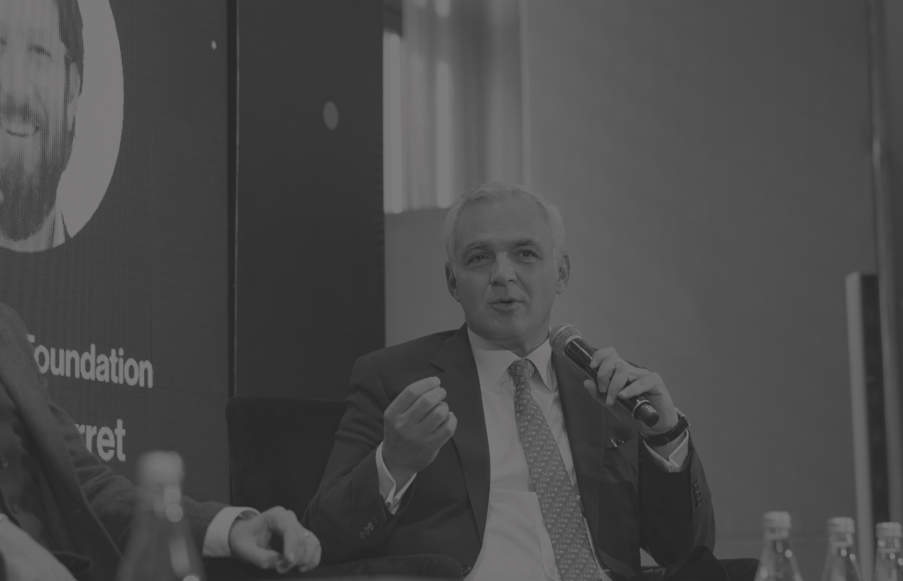 Stage: Startup CEO and Hardware Engineer Present New Product. Speakers Lead Lecture on Business, Science, Technology, Entrepreneurship, Health, Ecology, Development, Leadership and all Things Digital