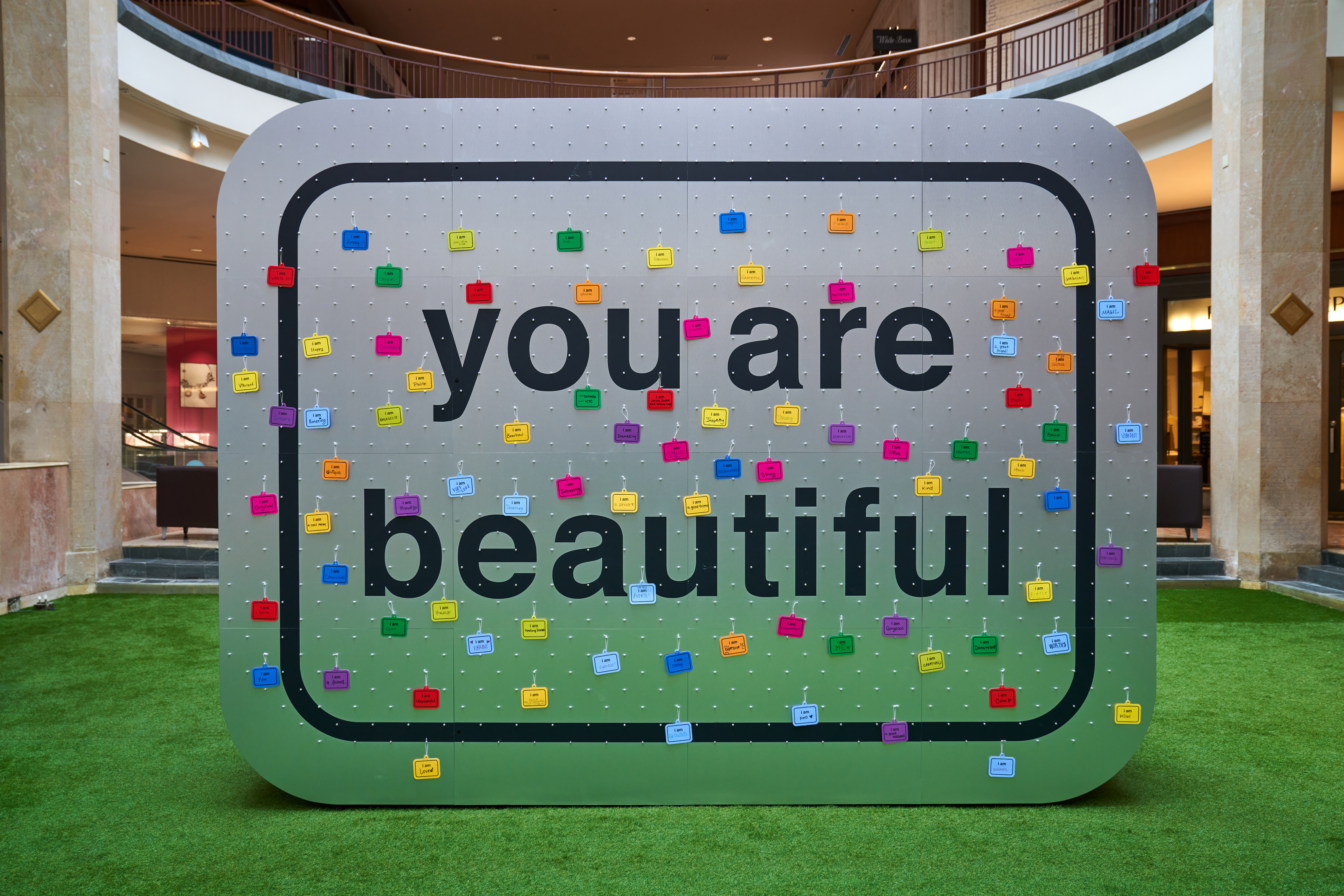 detail of You Are Beautiful installation by Matthew Hoffman 