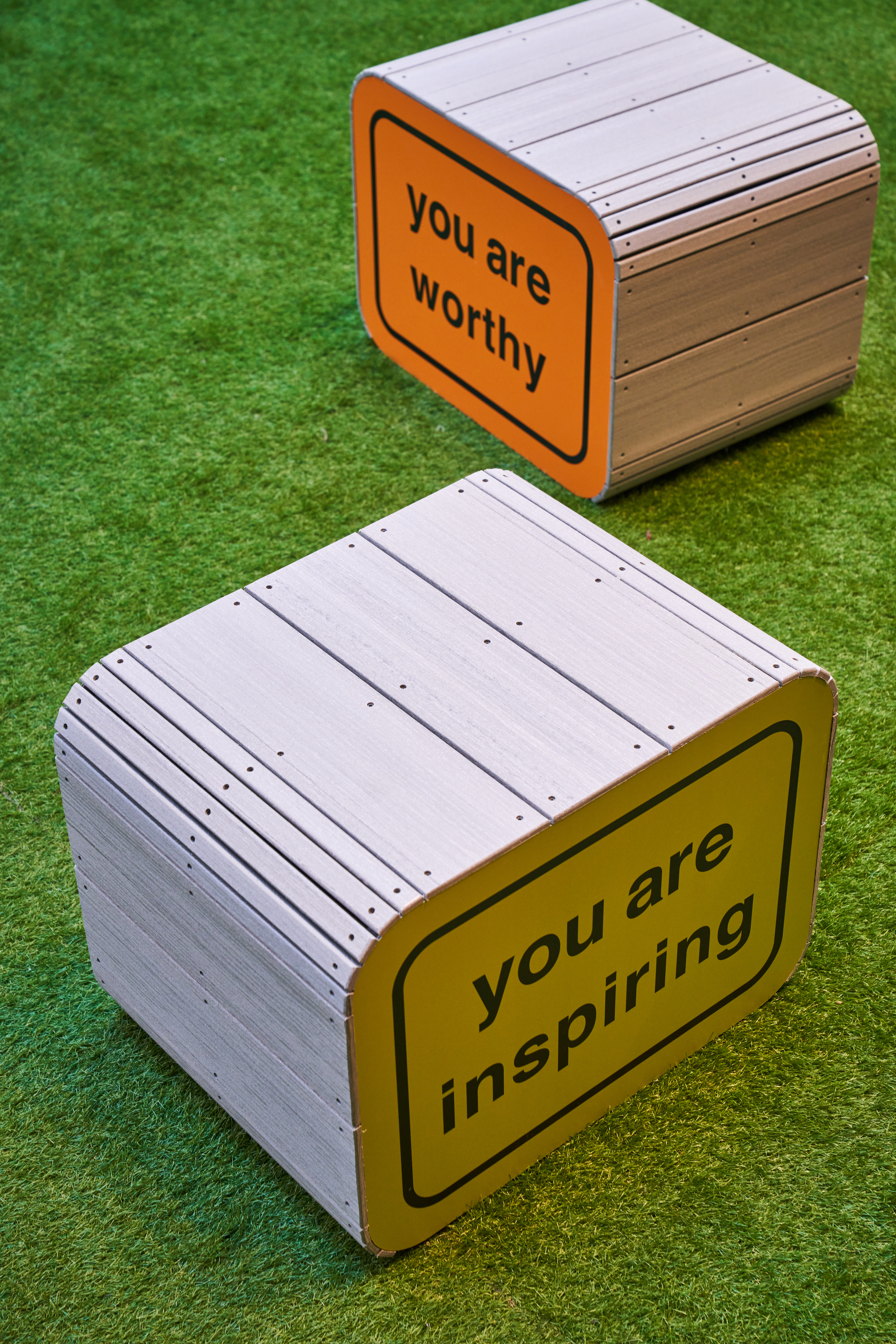 detail of You Are Beautiful installation by Matthew Hoffman 