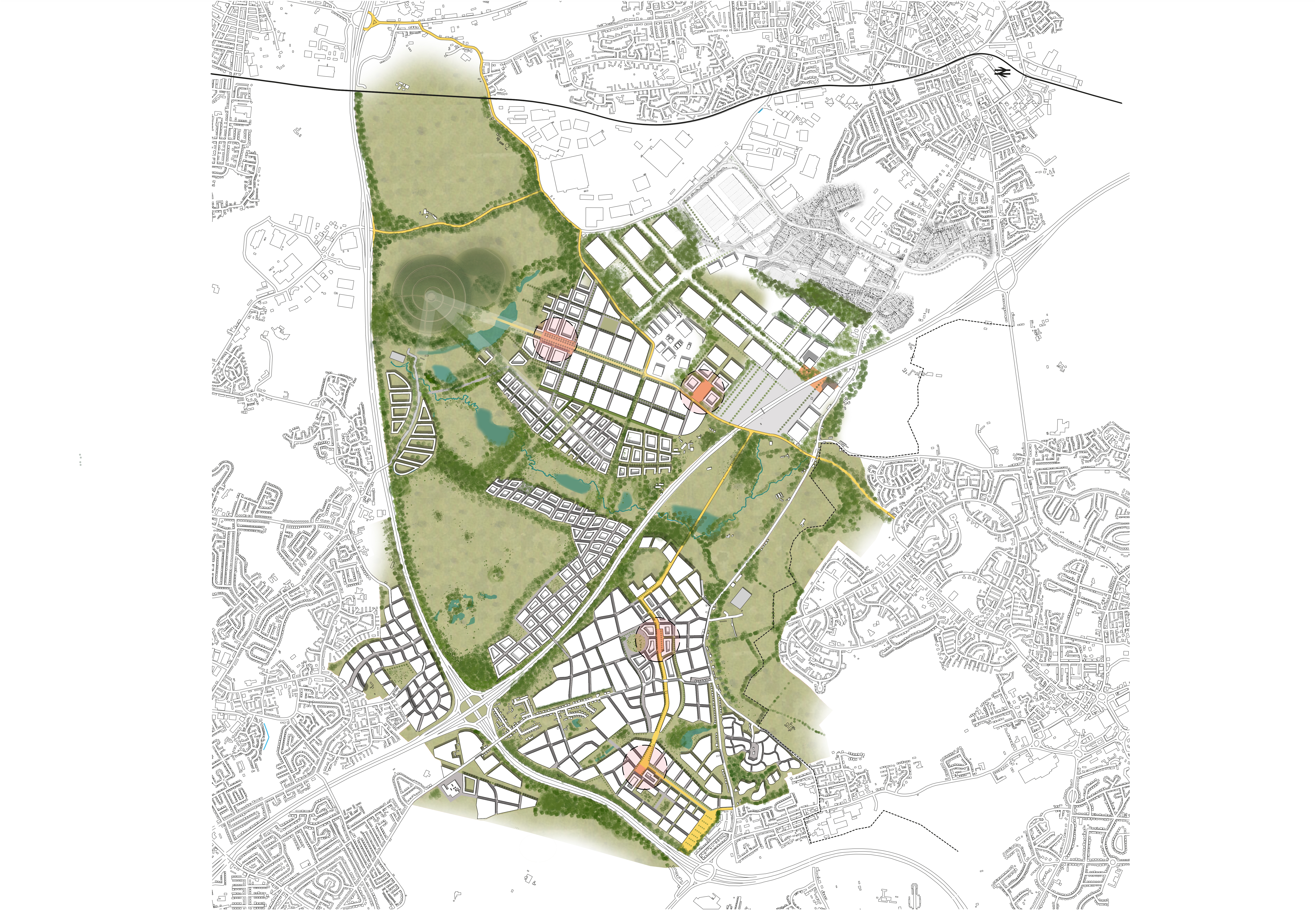 coloured aerial map of Manchester Northern gateway strategic land project for the Wilton Estate