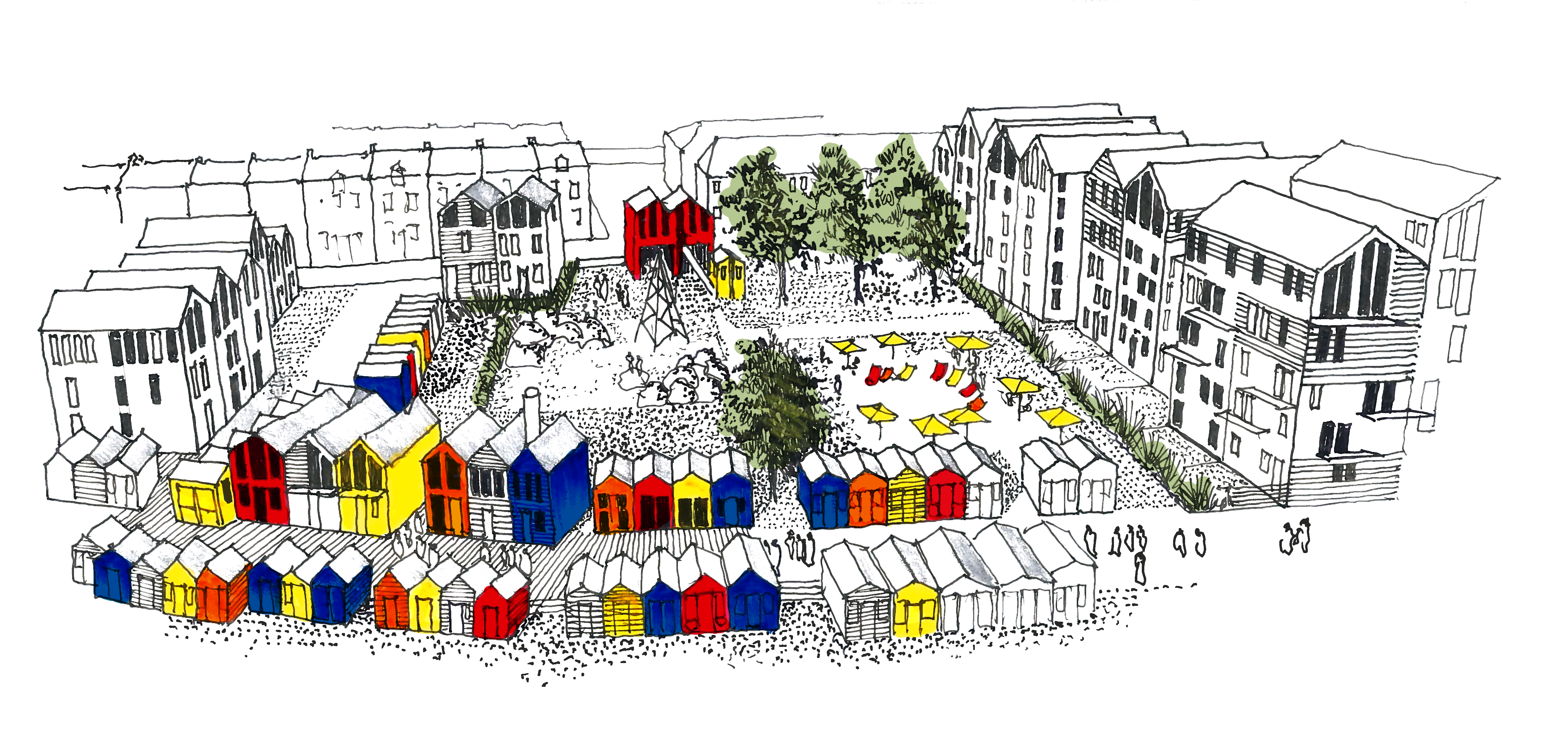 coloured illustration of west marina in east sussex urban regeneration project