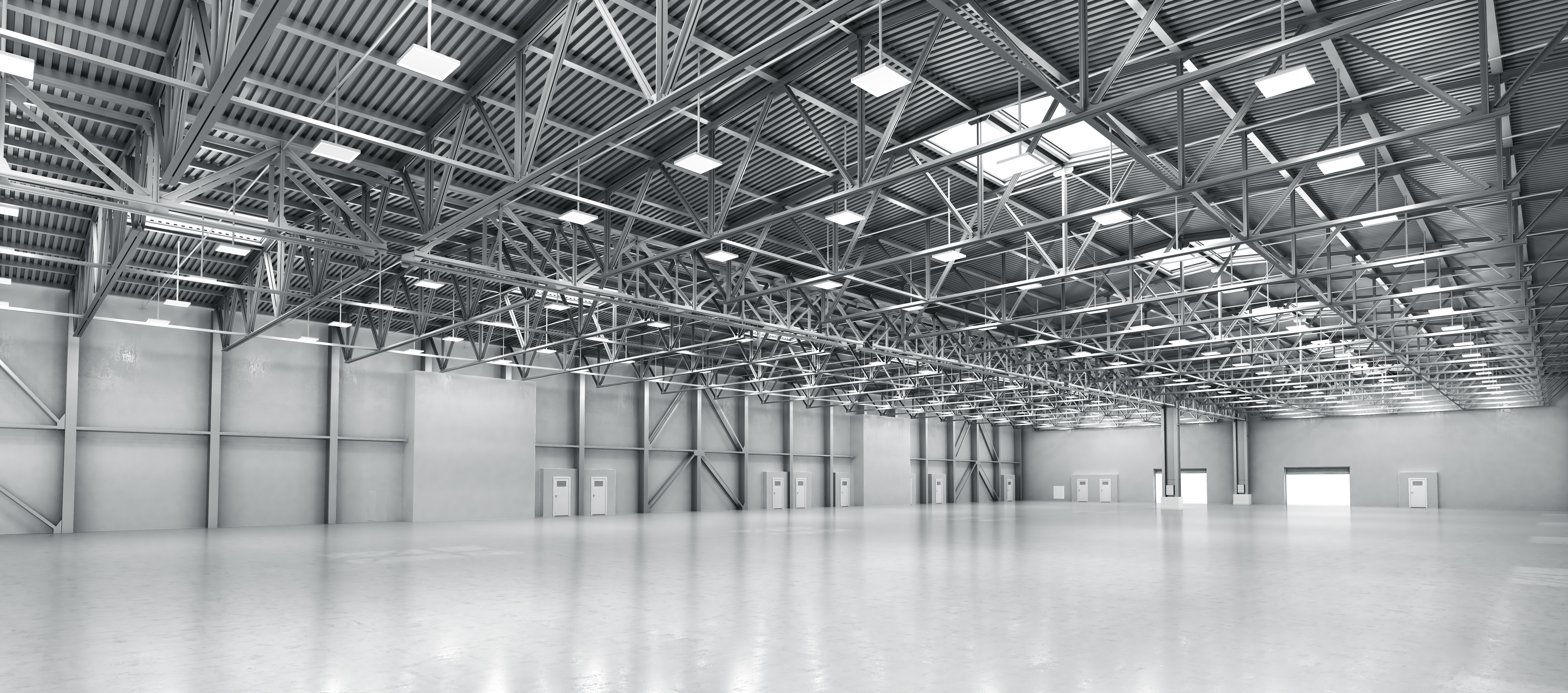 Large empty industrial warehouse