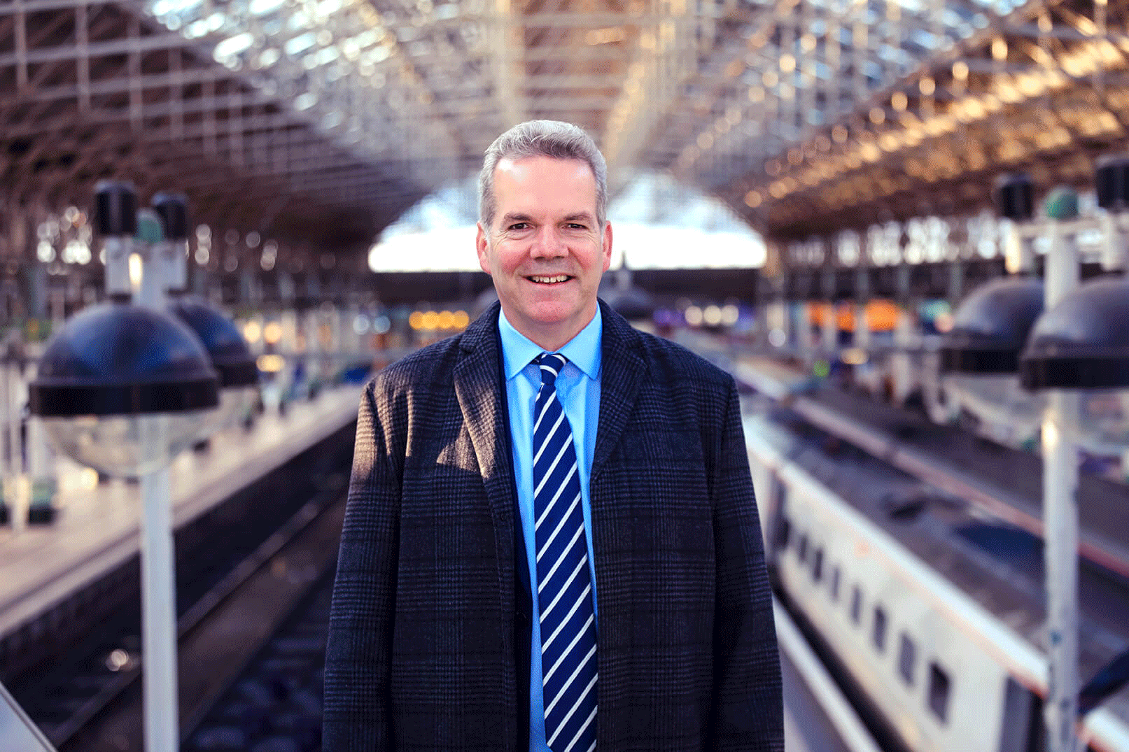 Barry White, chief executive of Transport for the North at Manchester Picadilly train 
station
