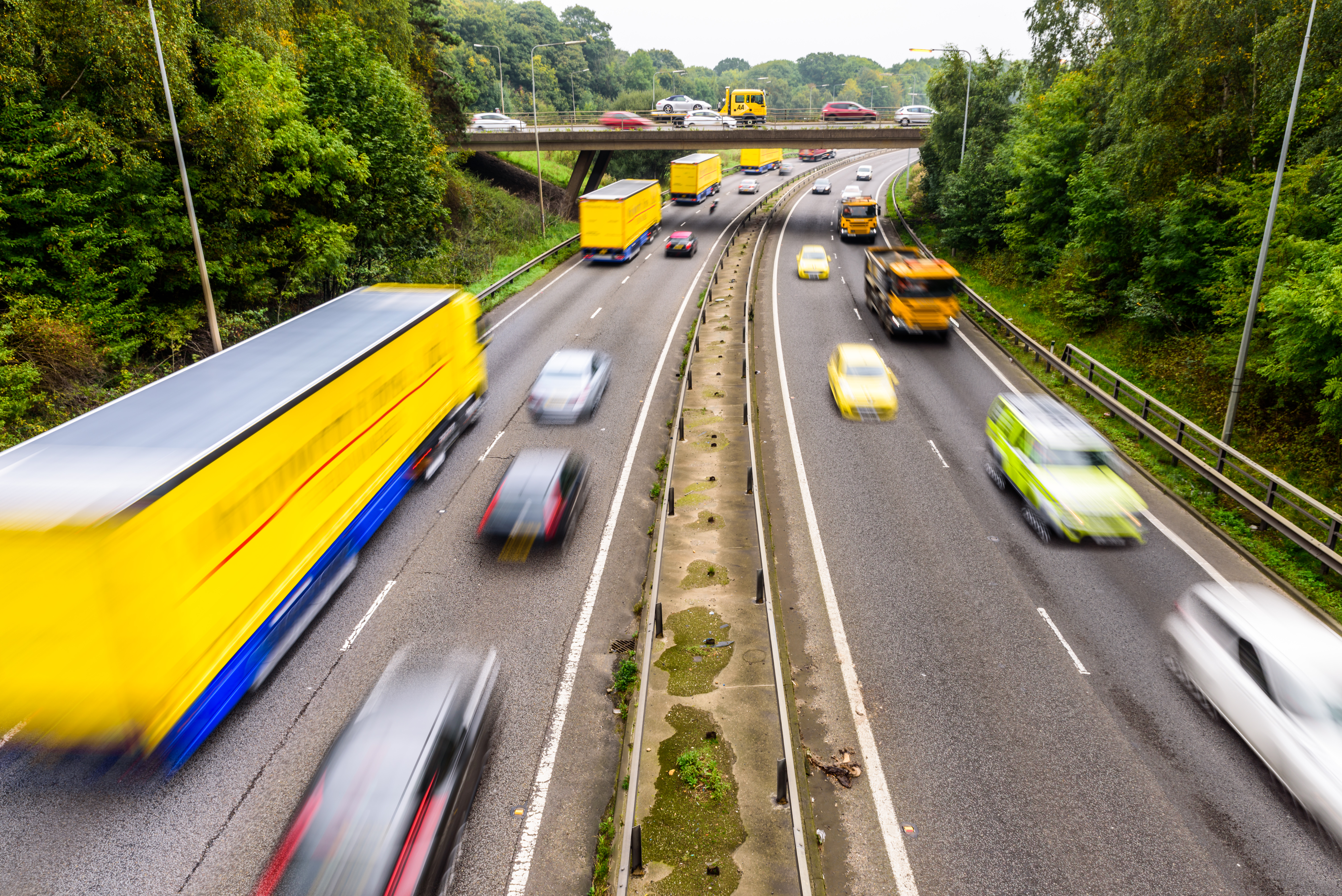 Autumn Background of UK Motorway Road Yellow concept.