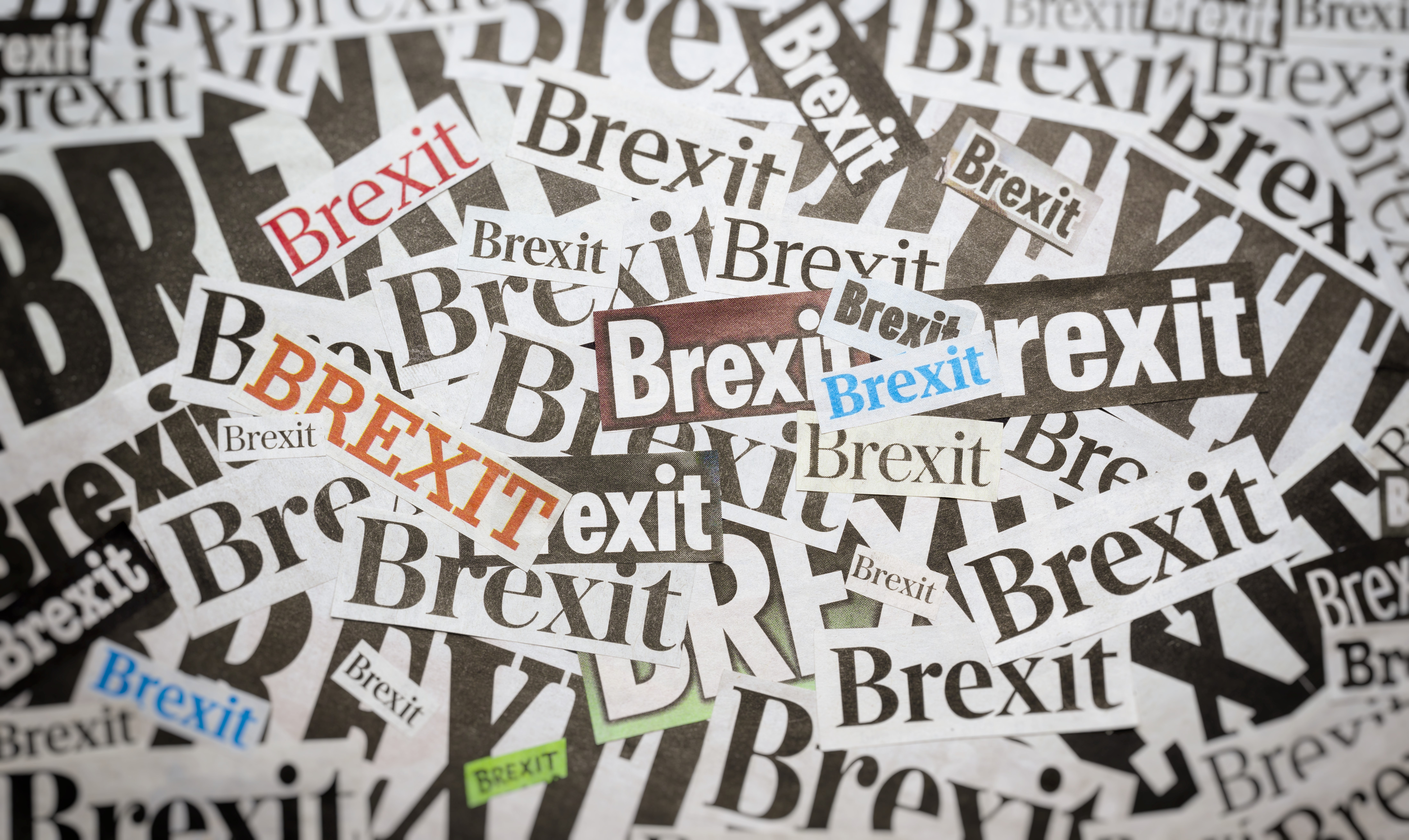 The word Brexit in newspaper style for background