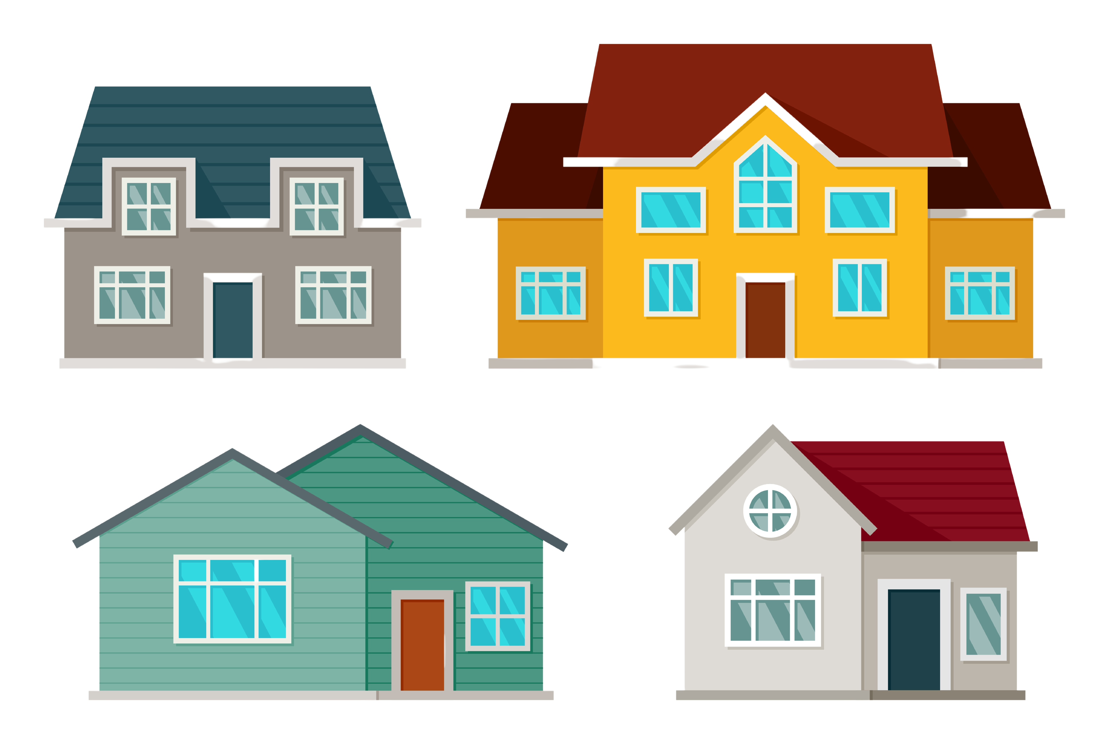 Set of houses front view
