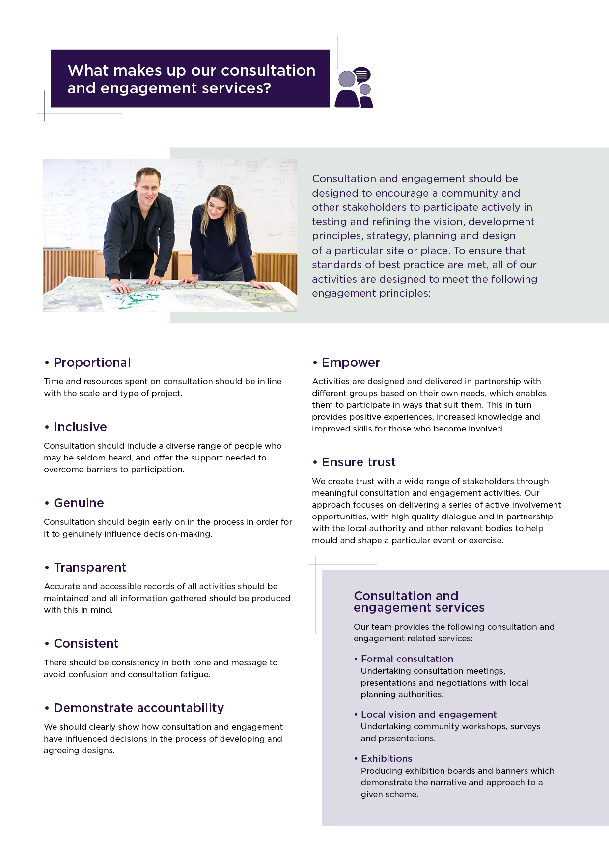 Image of what makes up our consultation and engagement services pdf document 
