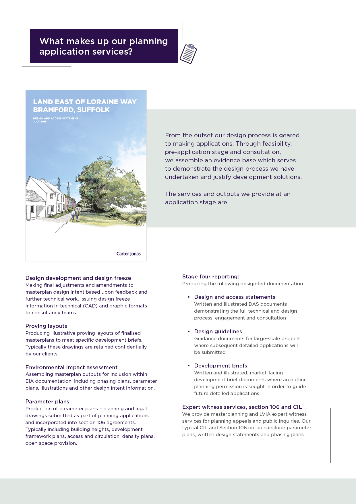 Image of what makes up our planning application services pdf document 