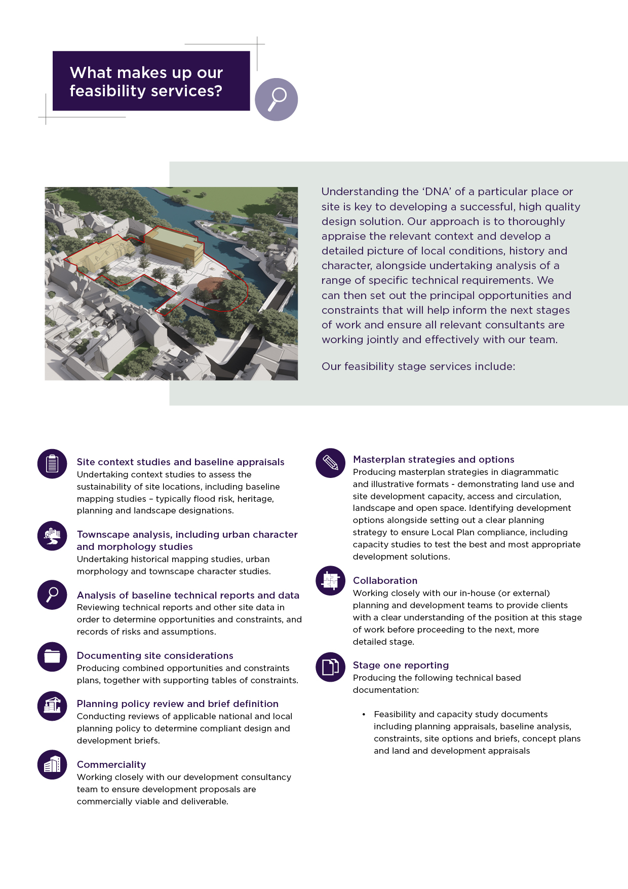 Image of what makes up our feasibility stage services pdf document 