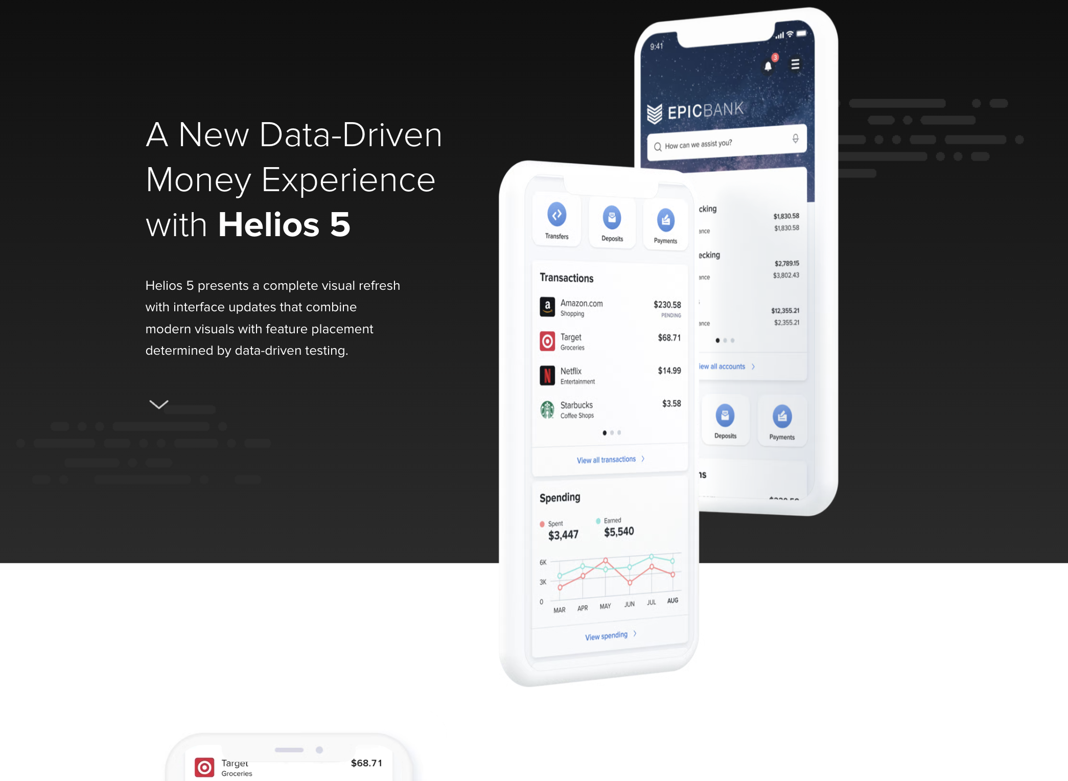 Interactive landing page built by MX Technologies promoting the Helios 5 product.