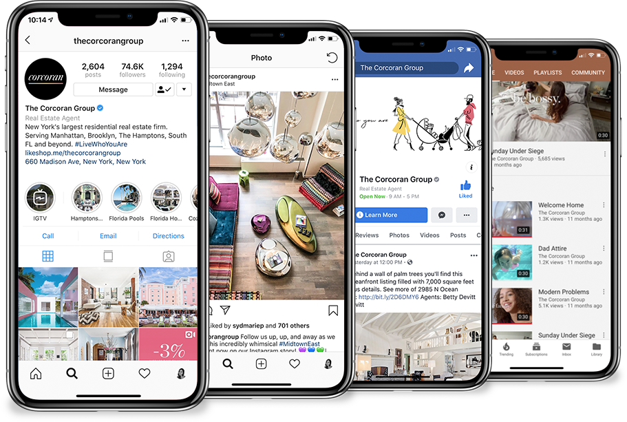 image of phones showing corcoran's social media accounts