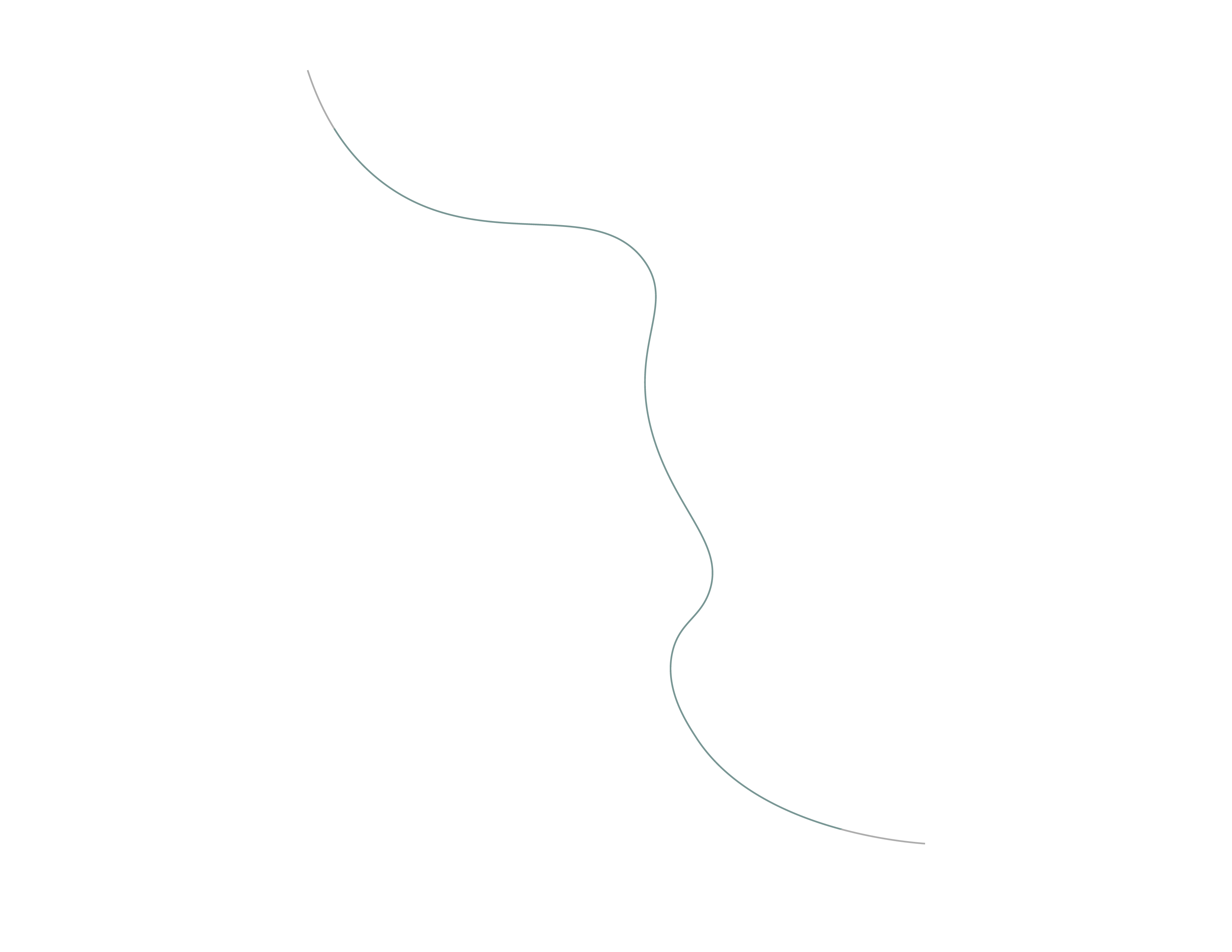 Squiggly teal line running diagonally