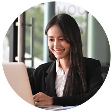 Woman looking at her computer.