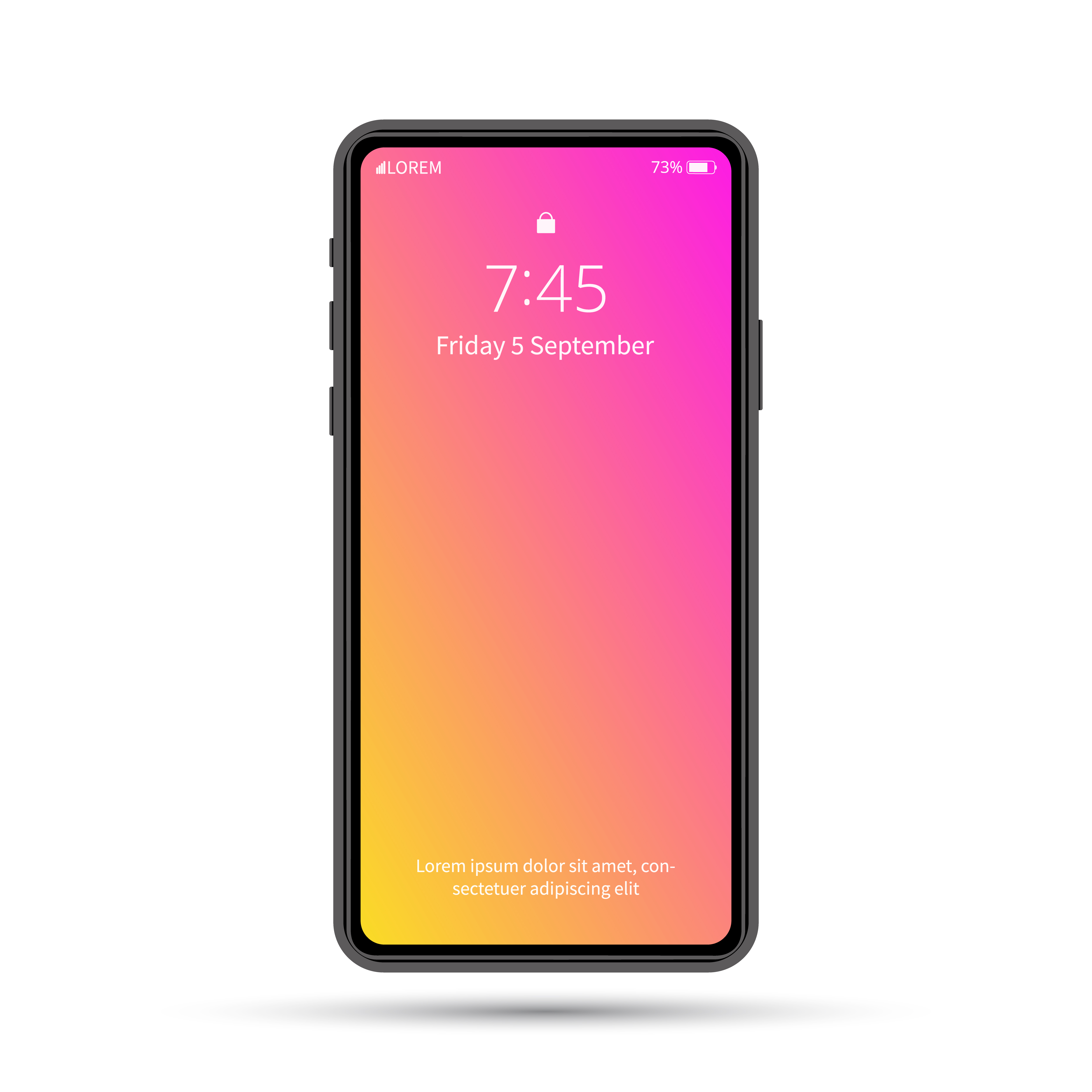 Isolated cell phone mockup. Vector phone illustration. Vector electronic device. Colorful phone template.