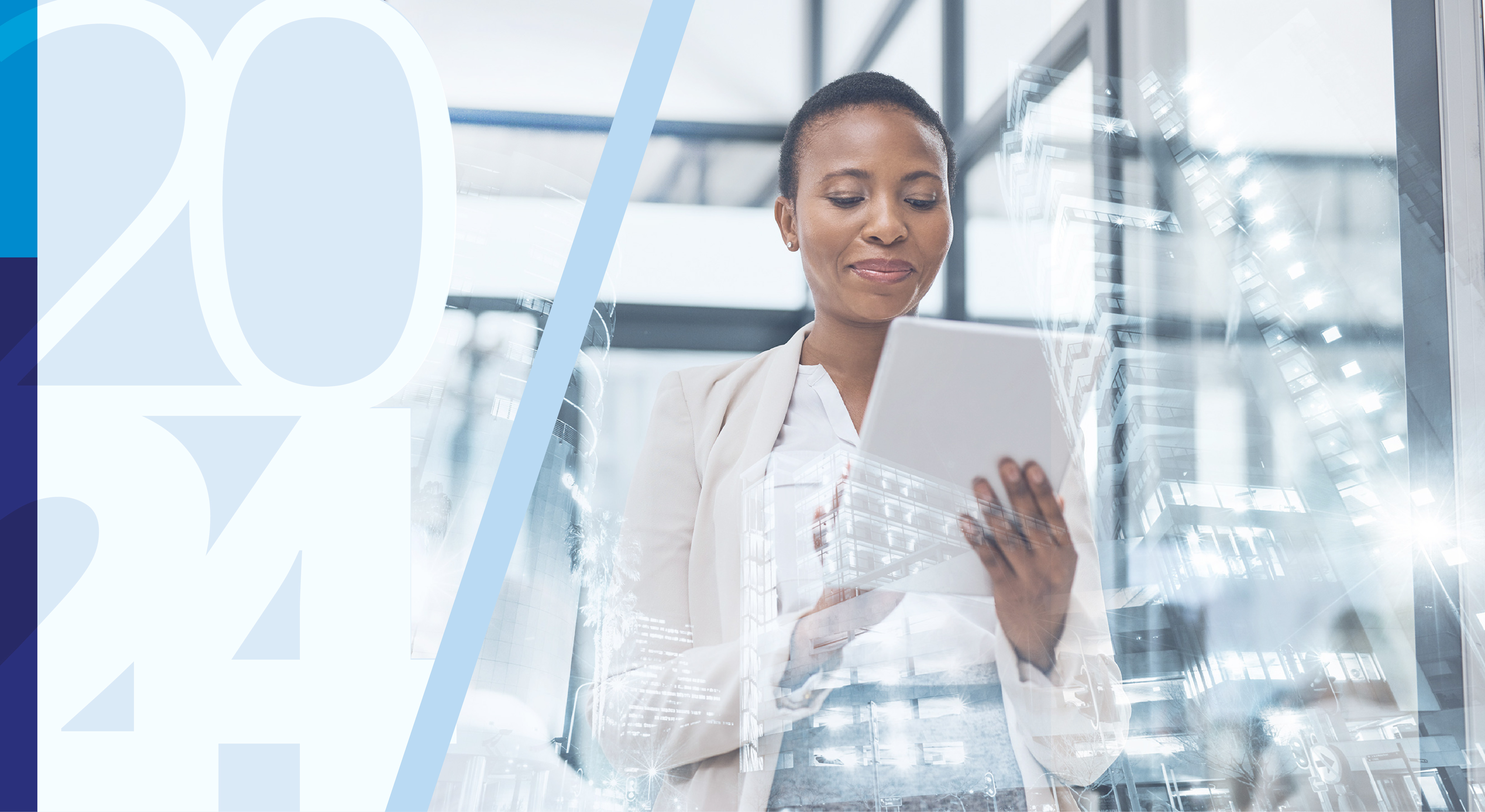 Business woman using a tablet in an office