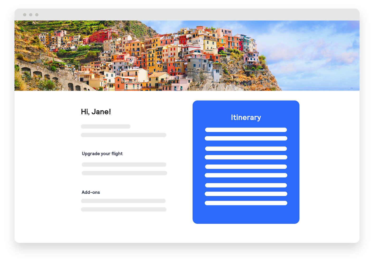 abstract ui of a travel booking