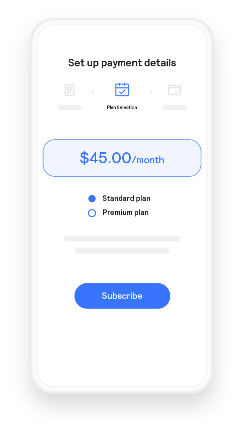 abstract ui of a mobile subscription screen