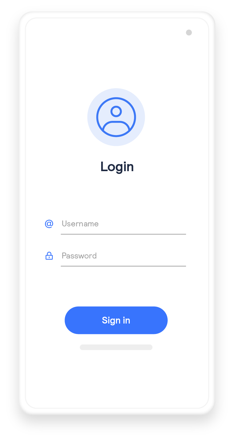 mobile log in screen 