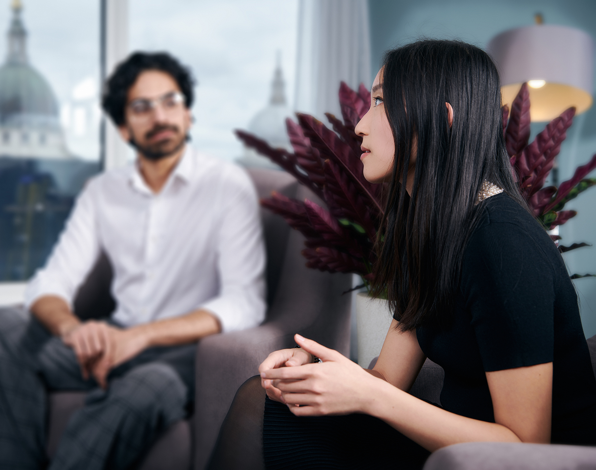 Two colleagues deep in conversation 