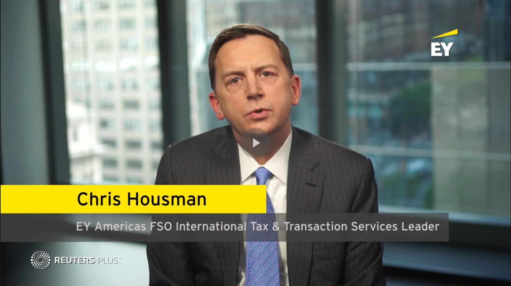 An image of Chris Housman, EY Americas FSO International Tax and Transaction Services Leader speaking to the camera