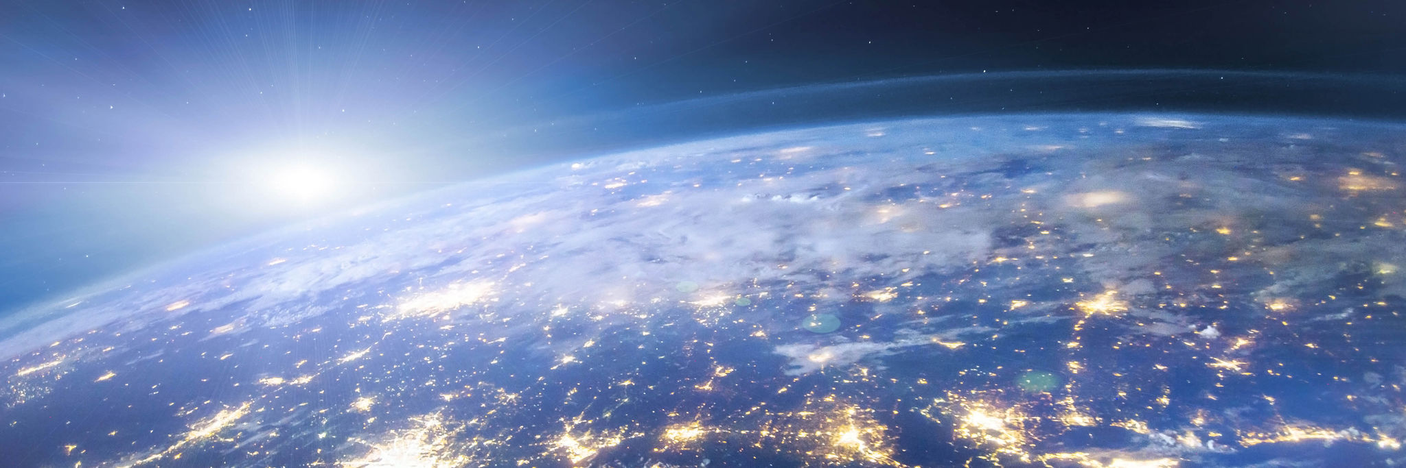 An image overlooking the planet earth from space