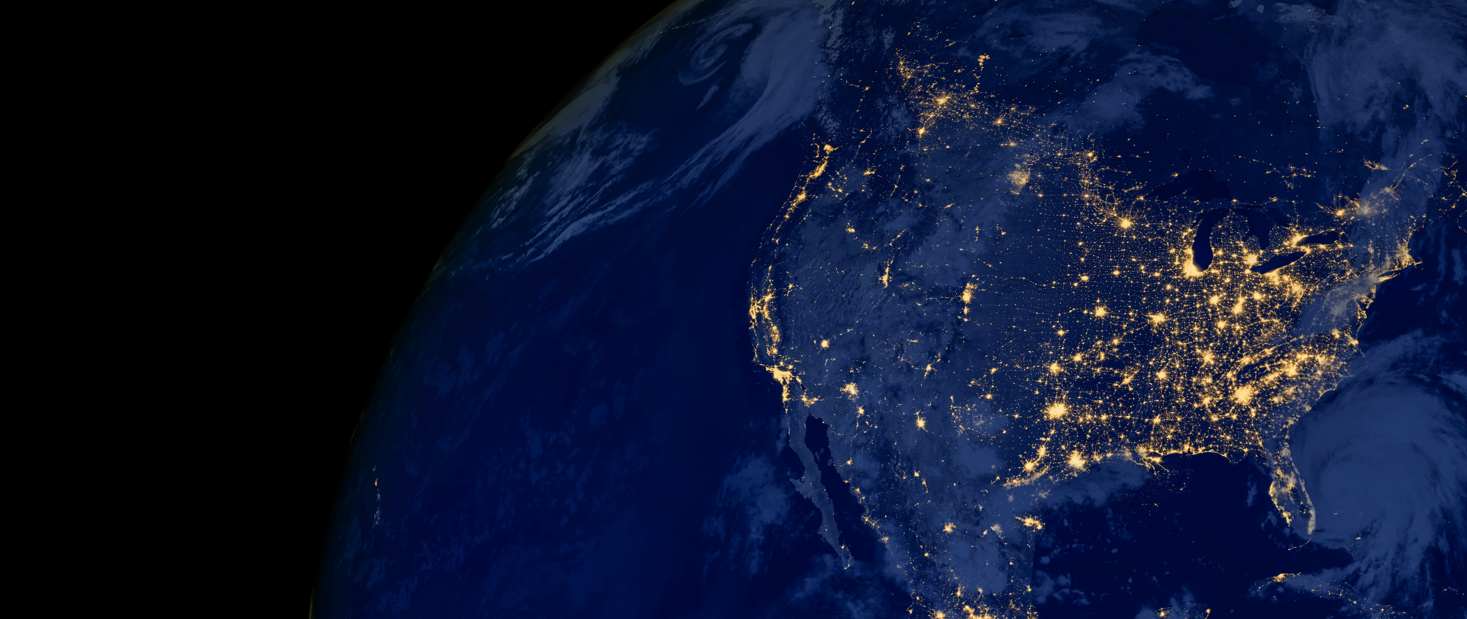 An image of the earth from space looking at the continent of North America