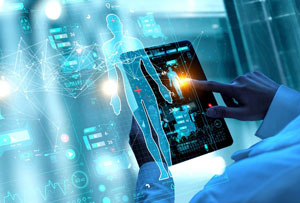 A close-up image of a person using a template to analyze data