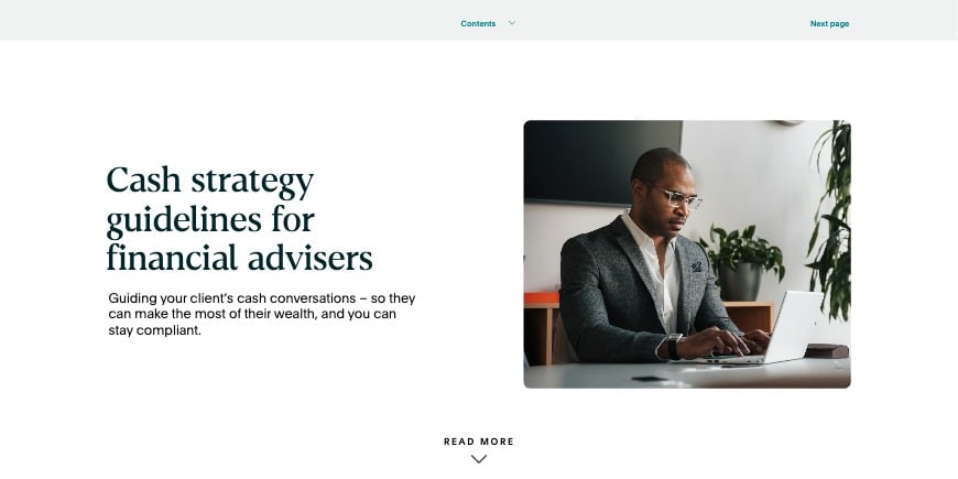 Cash strategy guidelines for financial advisers