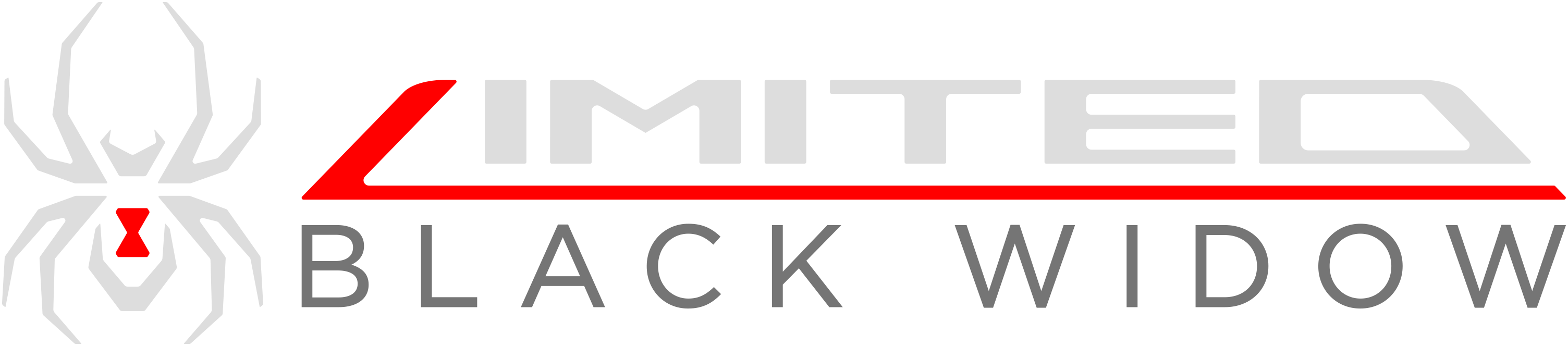limited edition black widow trucks logo with silver metallic spider and red metallic text