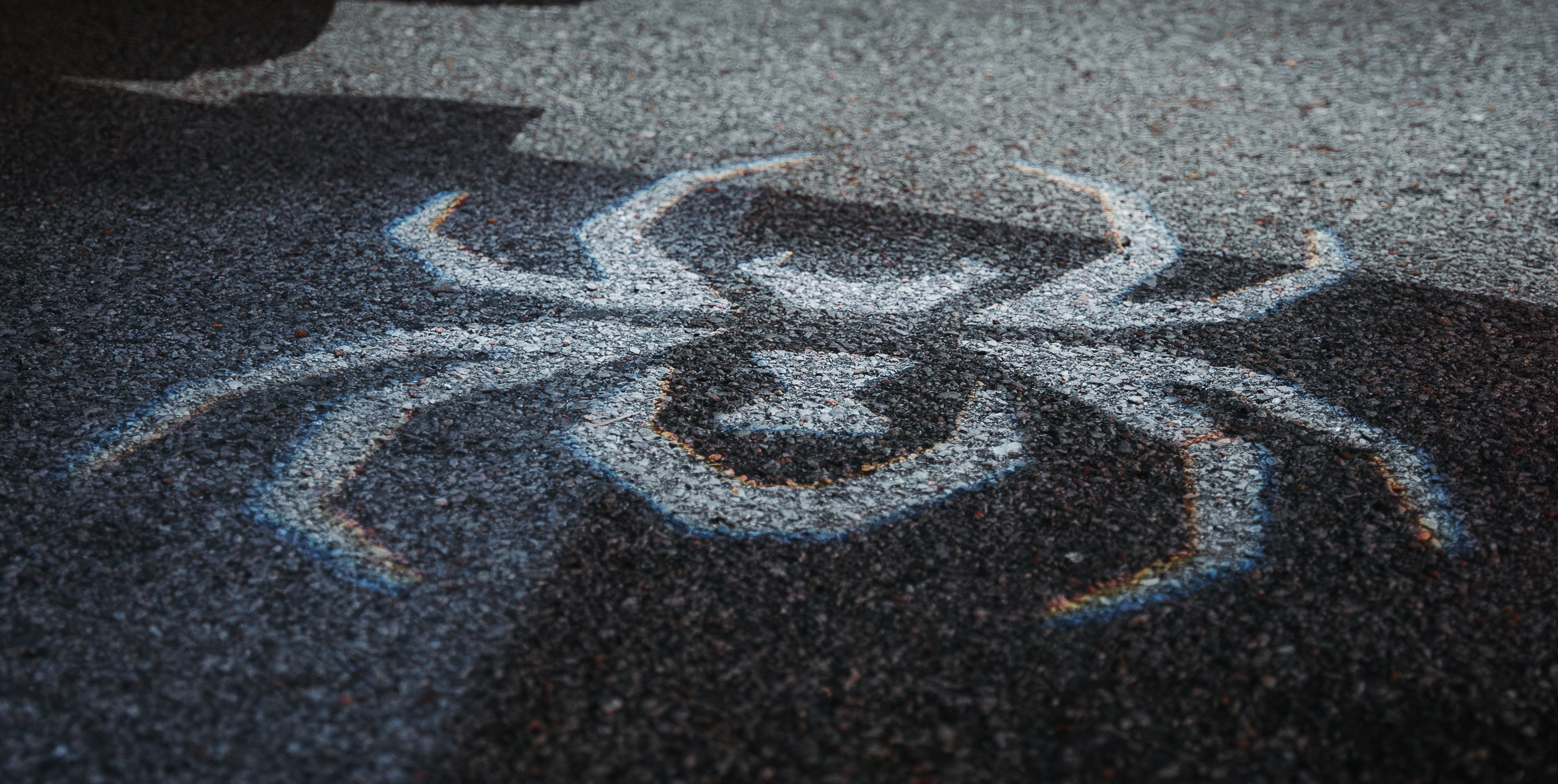 black widow spider logo puddle light shining on pavement