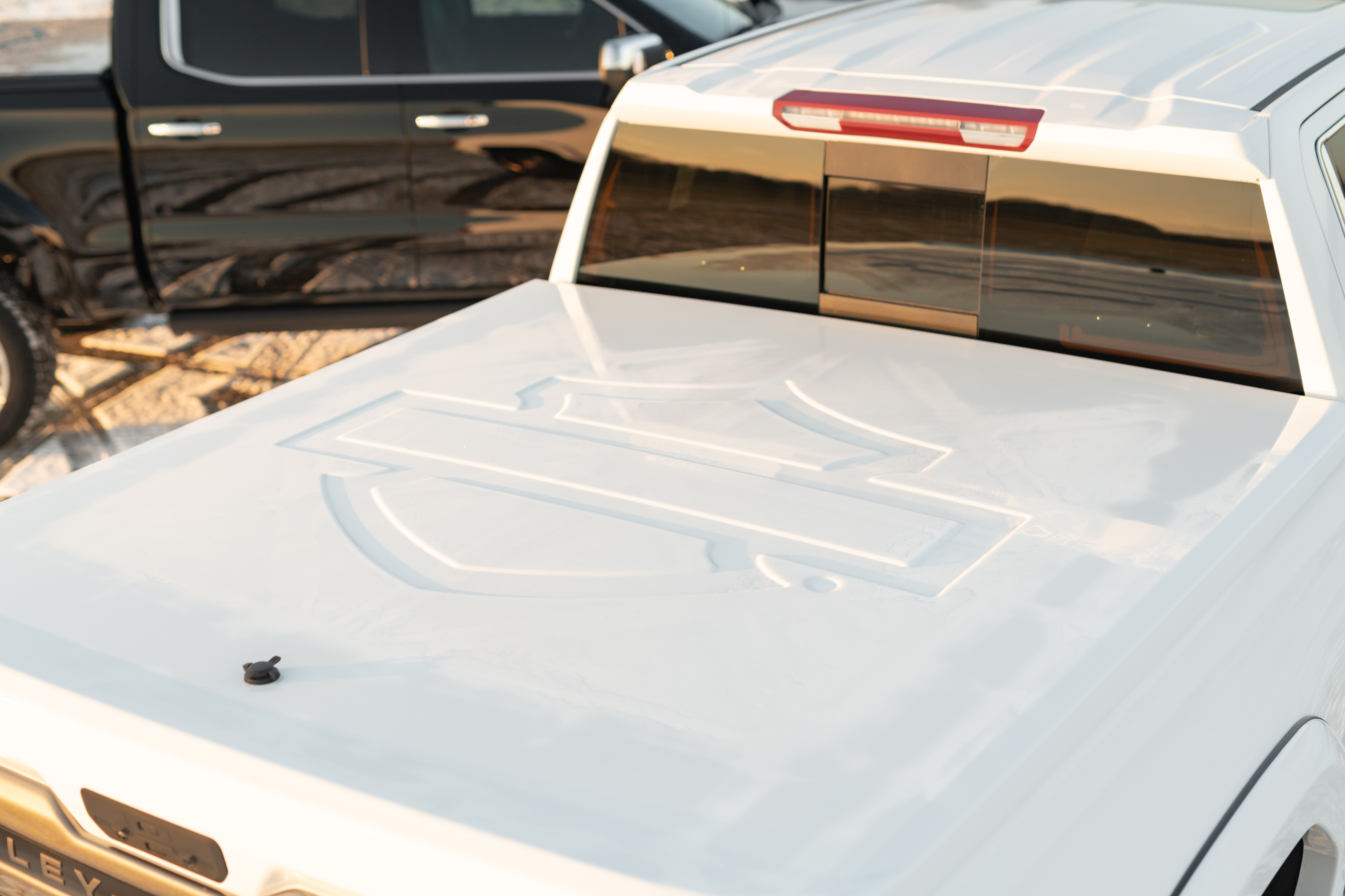 Tonneau Cover with Harley-Davidson Trucks Debossed Bar & Shield & Logo Carpet Liner