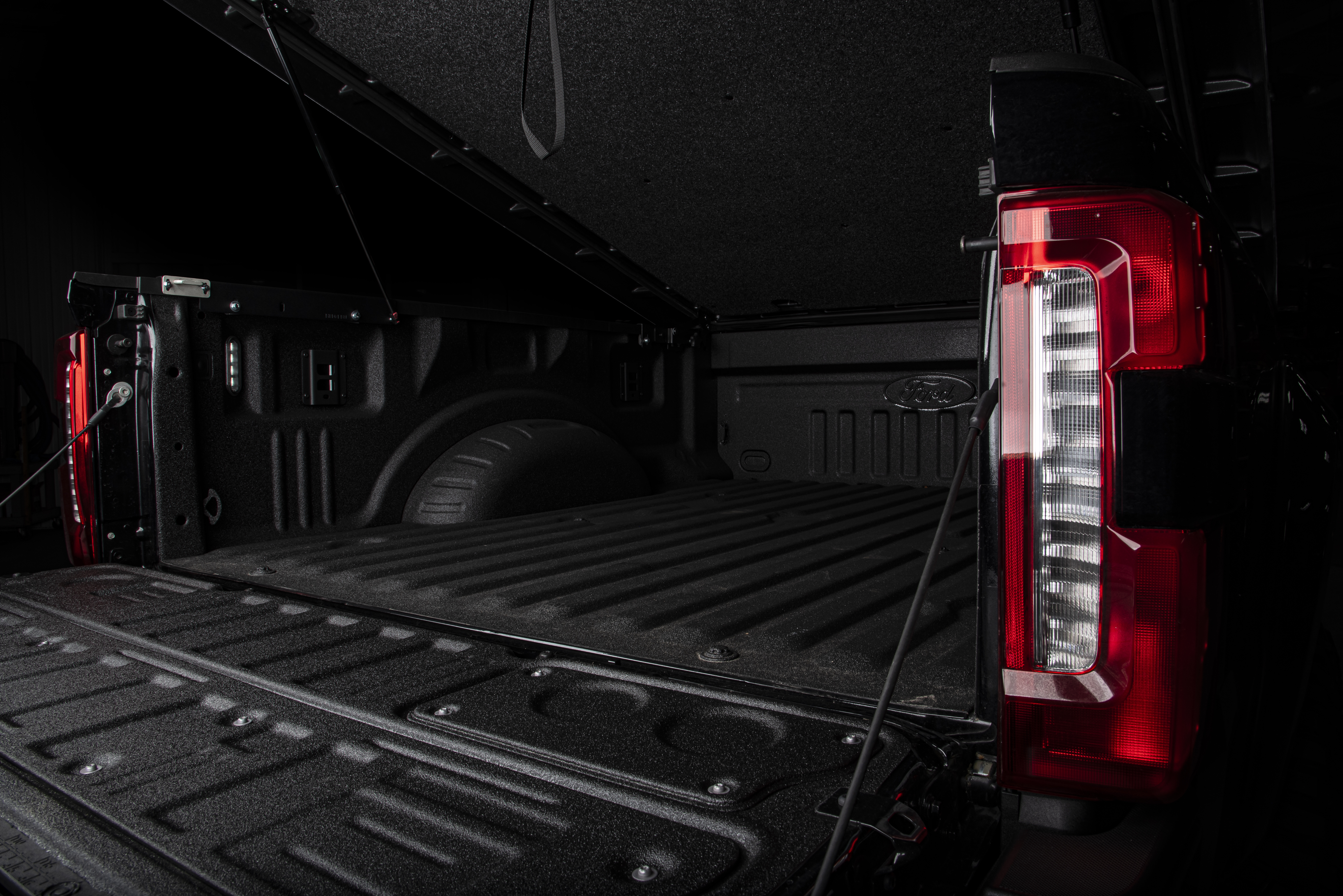carpet bed liner with harley-davidson badging inside locking tonneau cover - harley-davidson trucks