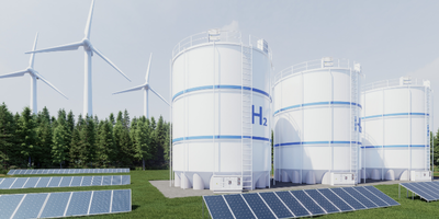 Solar Power Plant in modern city in sunset,Sustainable Renewable Energy