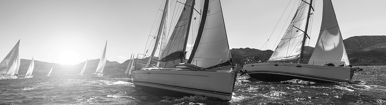 red background of boats on the water