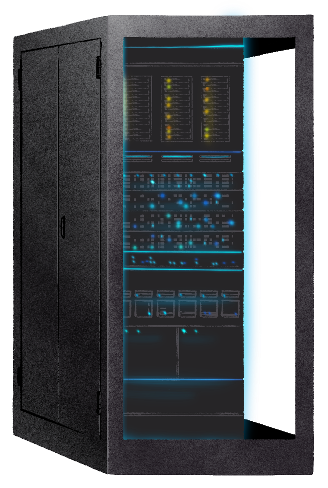 A data center server cabinet