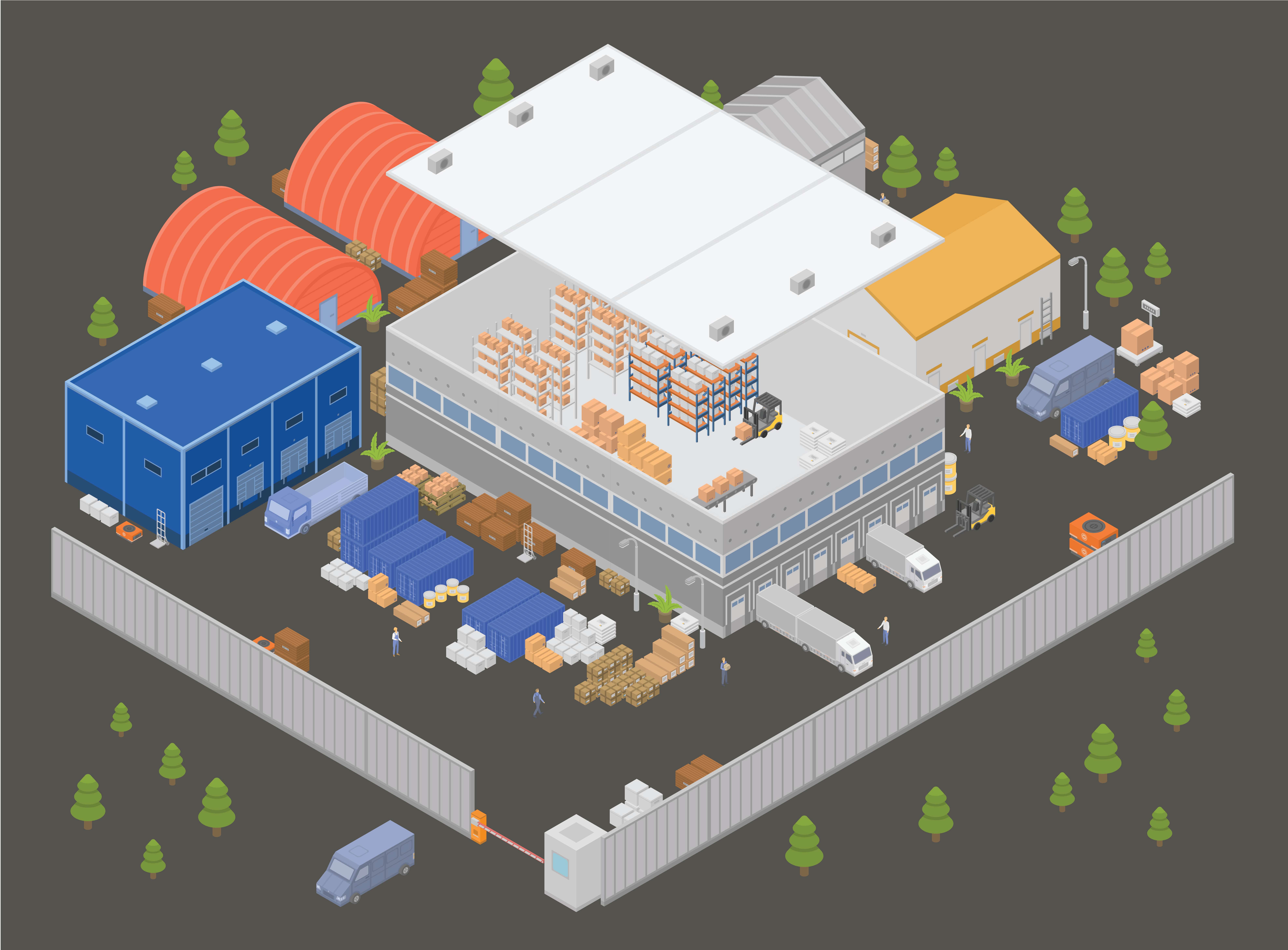 Active warehouse scene 