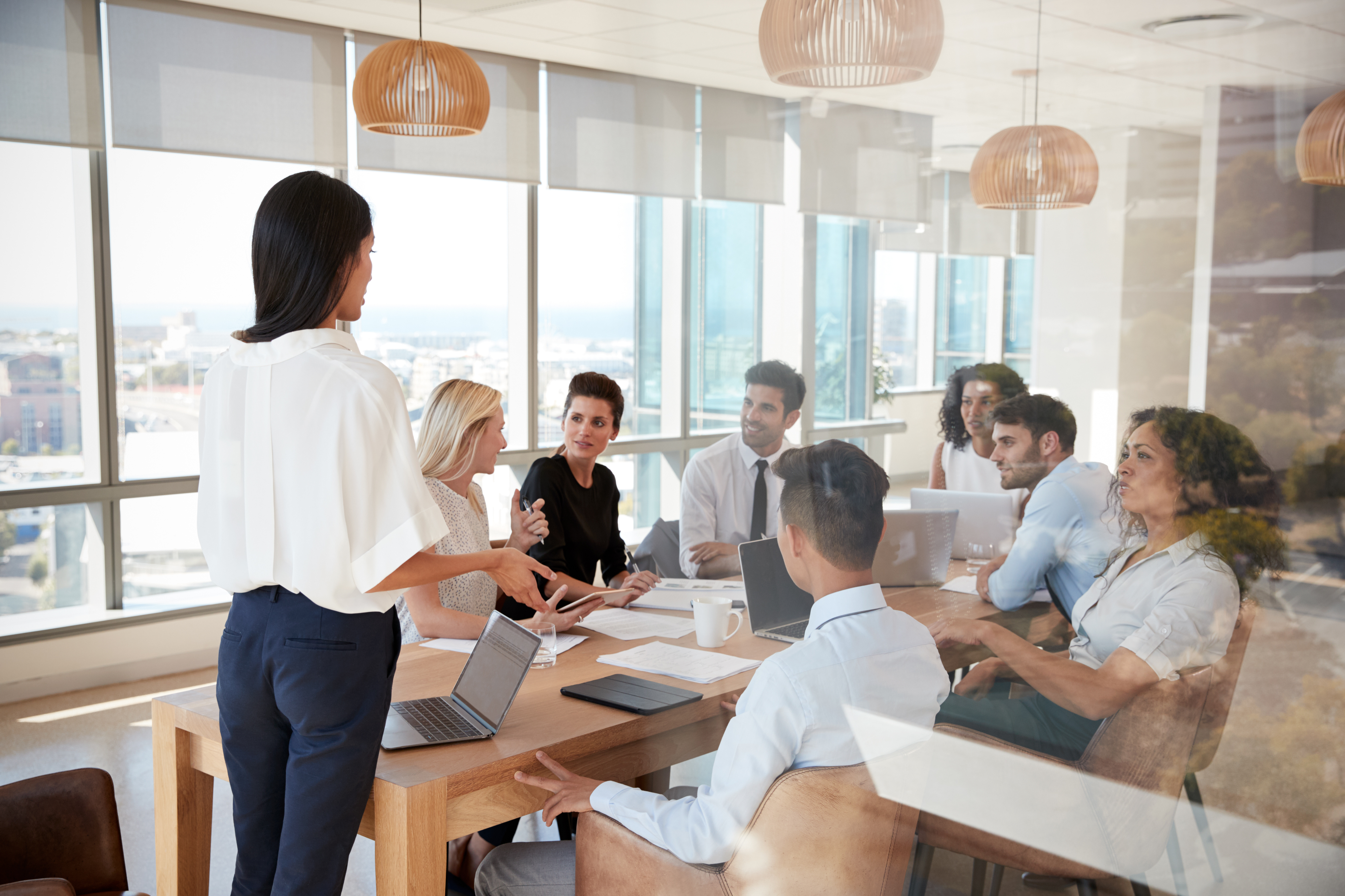 Company having a meeting