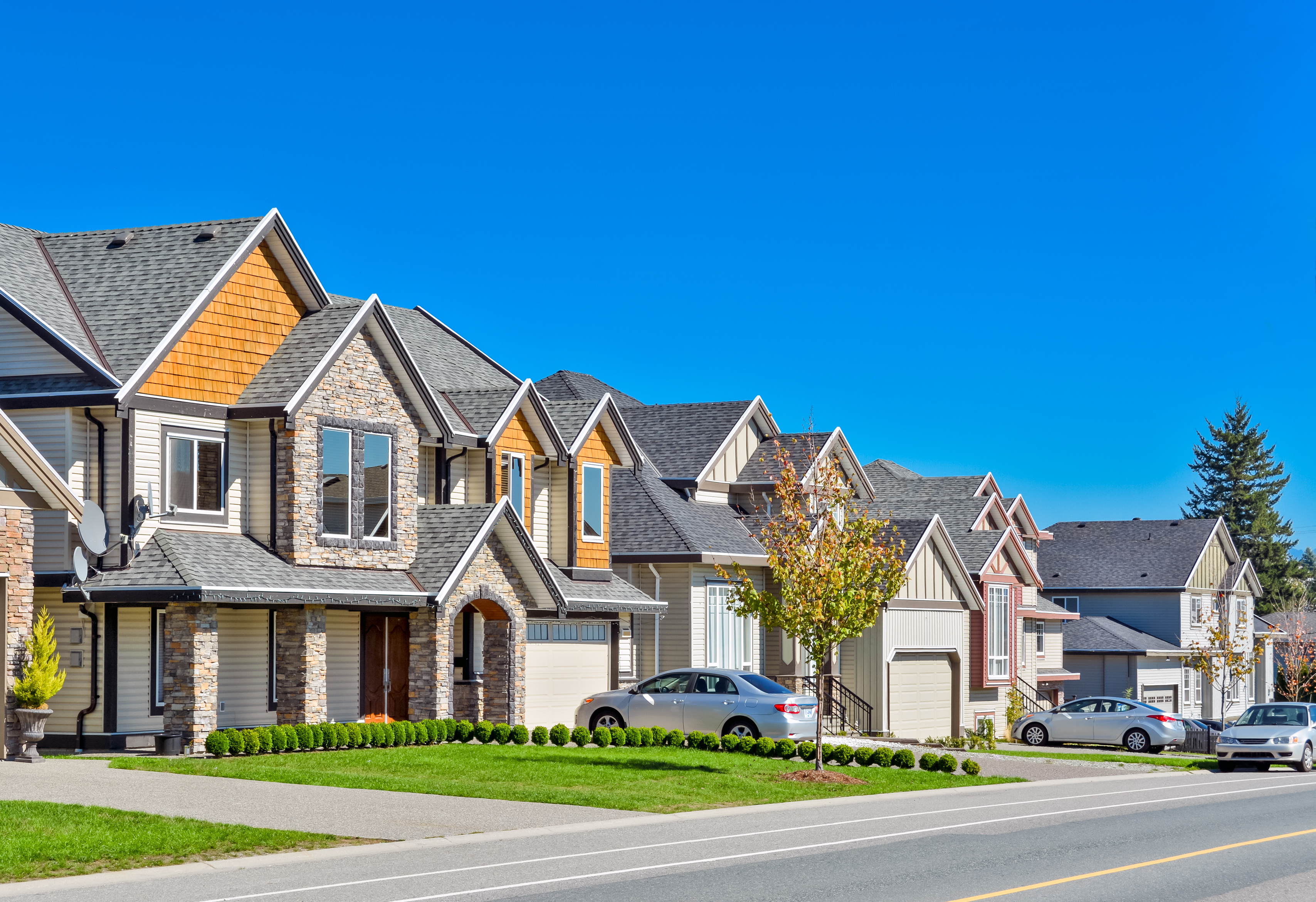 A perfect neighborhood of family houses in suburban area of Vancouver